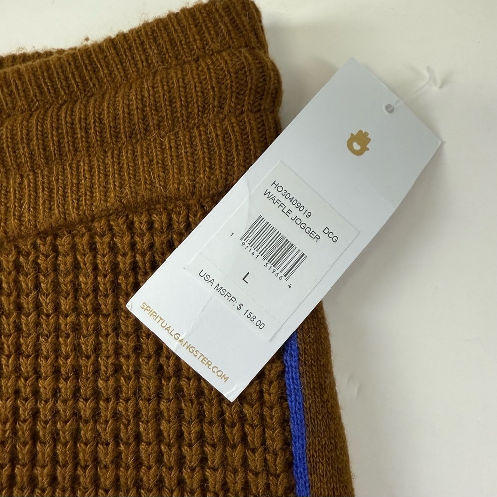 Spiritual Gangster Waffle Jogger Pants Womens Large Brown Knit High Rise - Picture 6 of 13